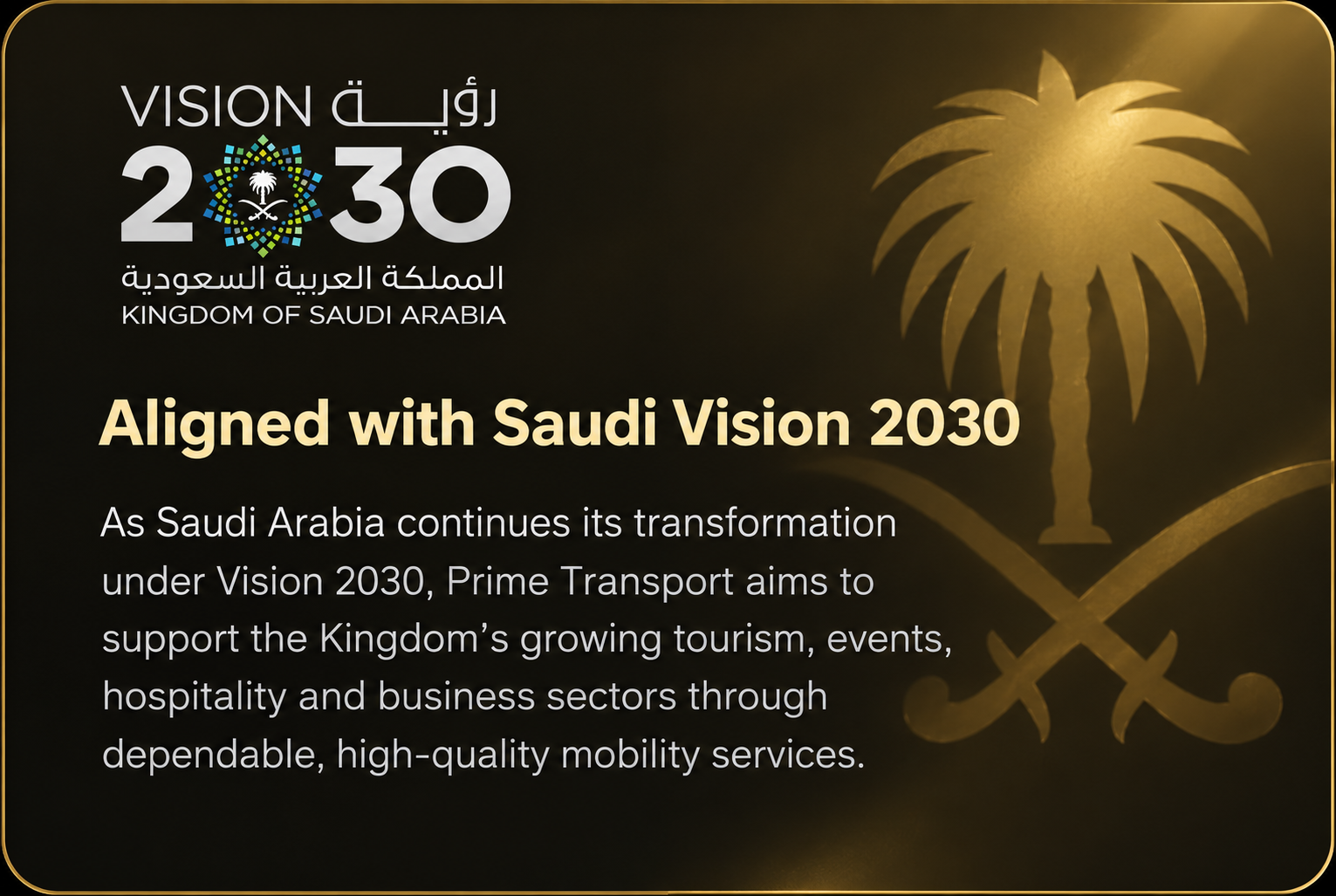Prime Transport aligned with Saudi Vision 2030